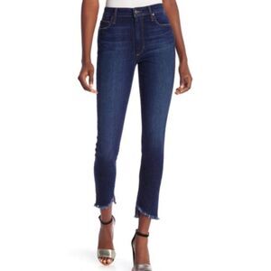 Joes Jeans high rise skinny dark wash chewed frayed hem jeans 27